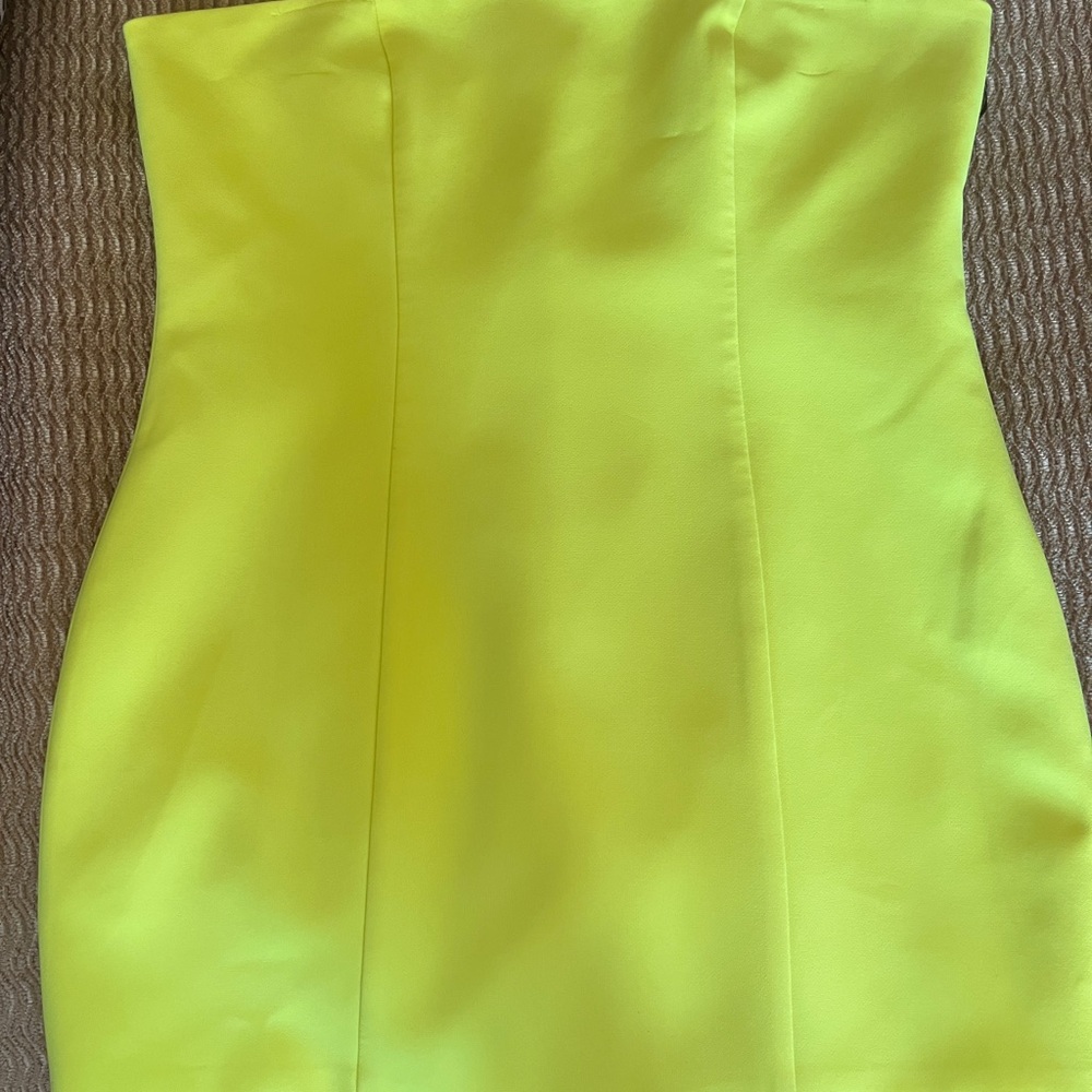 Retrofete Neon Yellow Strapless Mini Dress